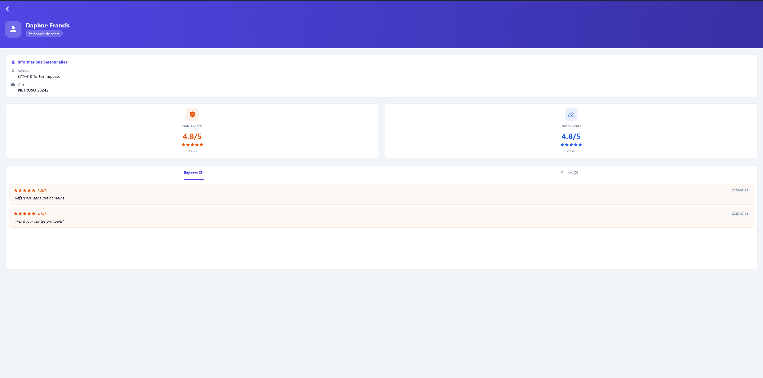 Fiche détail praticien
